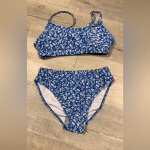 Blue Floral Kids Swimwear Set